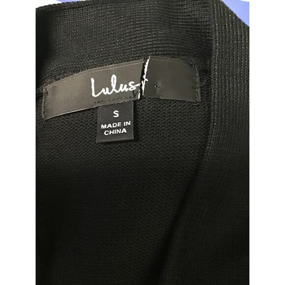 LULU'S SZ S Black Fall Favorites Long Sleeve Wrap Sweater Mini Dress NEW b120 - Picture 9 of 10